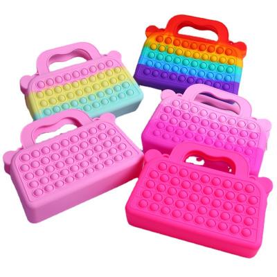 China Fashion REWIN Pink Silicone Push Bubble Stir Popit Bag Sensory Toy Simple Purse Wallet Handbags Girl Gift for sale