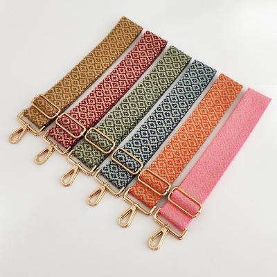 China Bag Accessories REWIN High Quality 50mm Cotton Ribbon Replacement Boho Woven Bag Wide Embroidered Soft Shoulder Strap for sale