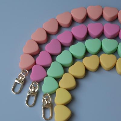 China Bag Accessories REWIN High Quality Rubber Candy Color Cute Heart Shape Phone Case Chain Strap Bag Purse Handle For Women for sale