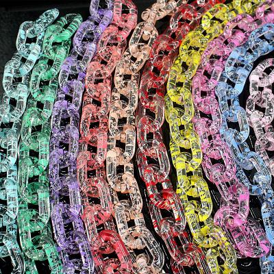 China Bag Parts Accessories REWIN 19mmx31mm Fashion Gypsophila Pattern U Shape Acrylic Ring Clips Hip Hop Chunky Clear Bag Chain for sale