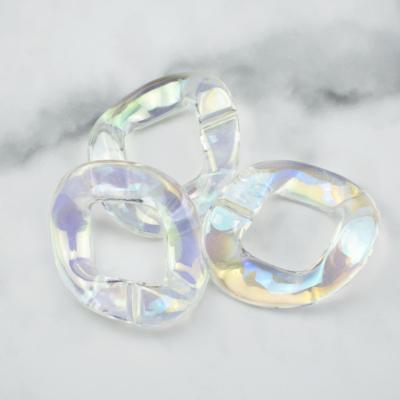 China Accessories REWIN 35mmx35mm Ring Chain Clear Frost Cuban Clear Iridescent Acrylic Clear Necklace Bag Open Accessories for sale