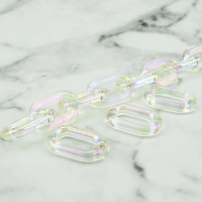 China Bag Parts Accessories REWIN Wholesale Light Weight U Shape Restriction Acrylic Thin Chain Purse Iridescent Clear Plastic Chain Accessories for sale