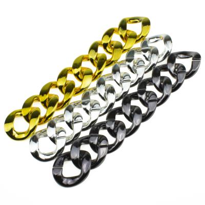 China ABS Plastic Cuban Chain 35mmx35mm Fashionable Square Shape Bag Parts Accessories REWIN For DIY Acrylic Shoes Chain Link Pieces for sale