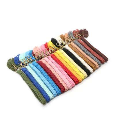 China Bag Parts Accessories REWIN Northern Europe Macrame Leaf Tassel Key Chain Cotton Woven Handmade Woven Key Chain for sale