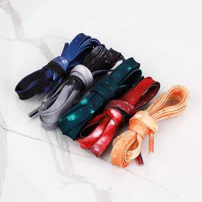 China 120/140/160cm REWIN Galaxy Nebula Print Personality Laces Fashionable Sneaker New Polyester Printed Flats Shoe Laces for sale