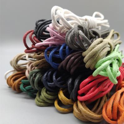 China REWIN Round Loose Premium Quality Cotton Wax Laces Multi Colored Round Shoestrings For Leather Boot Shoes for sale