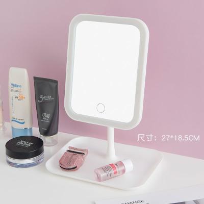 China 2022 Personalized Rechargeable Portable Cosmetic Travel Folding LED Makeup Vanity Shield Mirror for sale