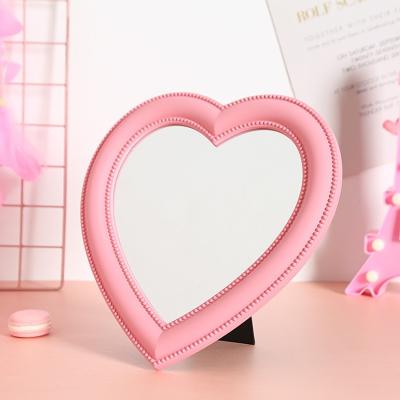 China Personalized Ladies Heart Shape Velvet Folding Makeup Mirror For Daily Use for sale