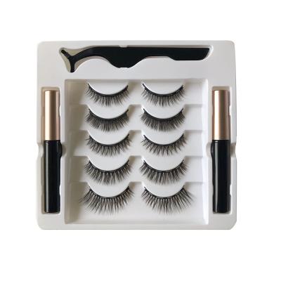 China Top High Quality Magnetic Short Eyelashes Colored 5 Magnets Supply Label Colored Magnetic Eyelashes With Eyeliner for sale