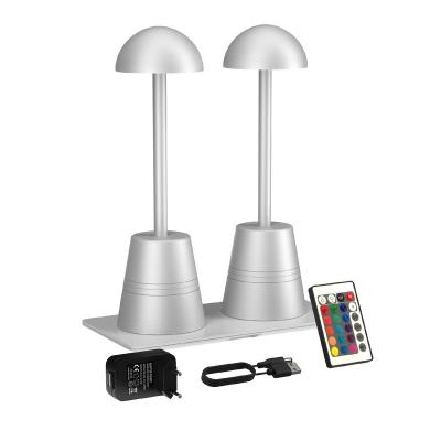 China Modern Aluminum LED Desk Lamp Set Rechargeable Table Light Set with Inductive Charging Base 2 Packs for sale