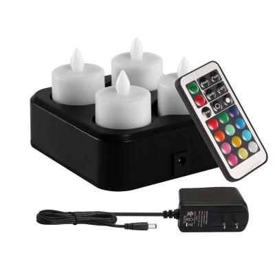 China Modern Led Cordless Rechargeable Flameless Waterproof 4pcs Tealight Candle Light Set with Inductive Fill Base for sale