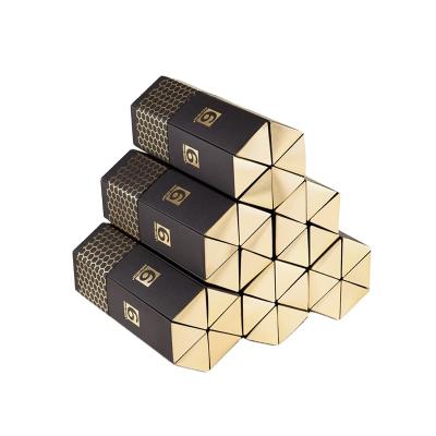 China Handmade Kraft Paper Chocolate Box /honey Bee Custom Paper Packaging Boxes Triangle Luxury Black Hexagon Gold Paper Boxes for sale