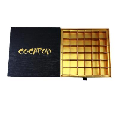 China Luxury Custom Square Chocolate Cardboard Box Recyclable With Dark Nuts Hazelnut Chocolate Box Packaging for sale