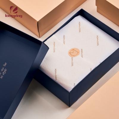 China Recyclable Custom Logo Designer Luxury Printing Cardboard Boxes With Tissue Paper Label Envelope For Women Sweaters Apparel Packaging Box for sale