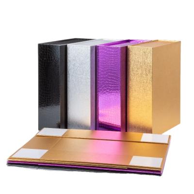 China Leather Color Recyclable Custom Luxury Metallic Designer Foldable Cardboard Boxes For Coat Shoe Women Panties Clothing Embossed Packaging Box for sale