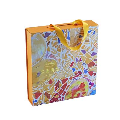 China Recyclable Custom Luxury Foldable Cardboard Gift Boxes With Ribbon Handle For Shawl Shirt Coat Shoe Women Pants Apparel Gift Box Packaging for sale