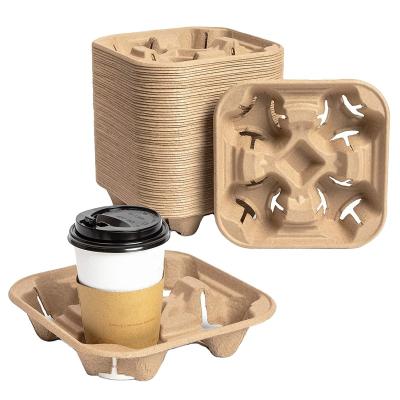 China Disposable Paper Cup Holder / 4 Carriers Disposable Coffee Cup Store 2 Use 8-32 Ounce for sale