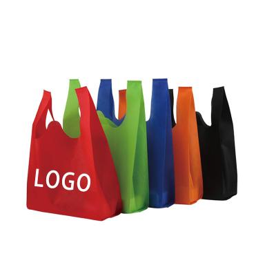 China D Customized Multicolor Reusable With You U Cut Foldable Reusable Non Woven T Shirt Bag For Shopping Tote for sale