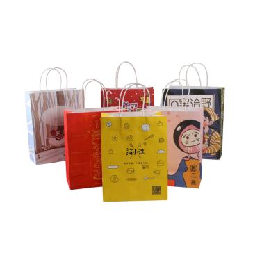 China Recyclable Custom Printed Your Own Logo Brown Kraft Gift Craft Shopping Paper Bag With Handles for sale