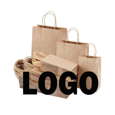 China Recyclable Custom Wholesale Gift Catering Shopping Bag Kraft Paper Packaging Bag With Your Own Logo for sale