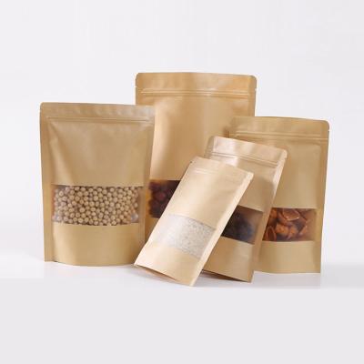 China Recycled Materials Paper Bags Packaging Food Stand Up Kraft Paper For Zip Lock Food Packaging Bags Location for sale