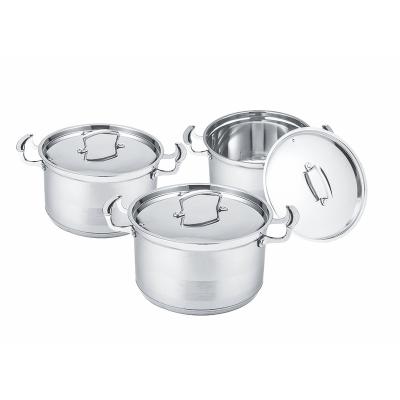 China Sustainable 22-24-26CM 6pcs cookware multi-capsulated new design pot cooker new products 2020 innovative product for kitchen for sale