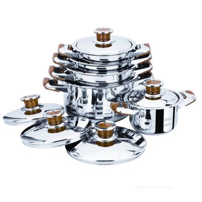 China Sustainable Wholesale 10 Pieces Cookware Sets Stainless Steel Stock Soup Pots Casseroles Cooking Pot Sets for sale