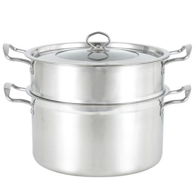 China Sustainable Food Grade 2 Layer Casserole Pot Stainless Steel Stock Steamer Cooking Pot single bottom for sale