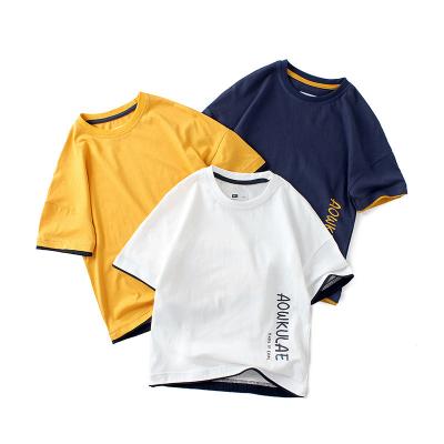 China China Supplier High Quality Bulk Sale Children's T-shirt Boys Tops Design Simple Design Kids Shirts Anti Shrinkage Boys Clothing for sale