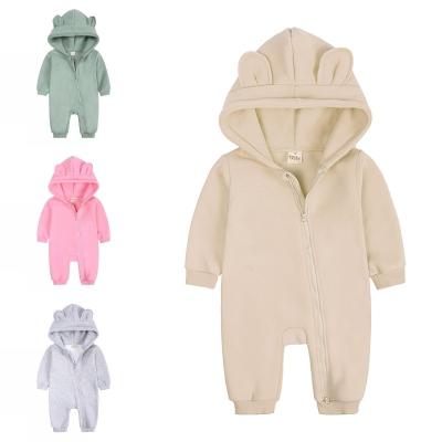 China Wholesale Soft Newborn Baby Boys Cotton Knitted Long Sleeve Jumpsuit Bear Ear Baby Clothes Romper Unisex OEM Customized for sale