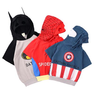 China Fashion Breathable Spider Printing Comfortable Short Sleeve Hoodie Kids Clothes T-shirt Boys Summer Top Tee for sale