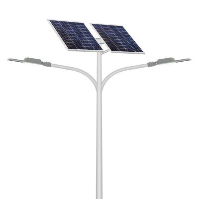 China ROAD Double Arms Outdoor High Lumen Solar LED Street Light With Lithium Battery On Top 60w 80w 100w for sale