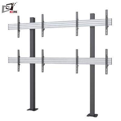 China Factory Build Professional Aluminum And Steel Fixed Floor Aluminum TV Stand For Quad Screen for sale