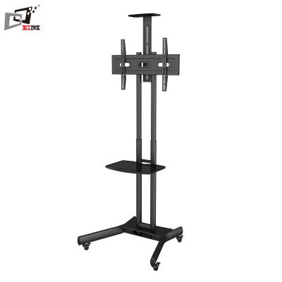 China Adjustable Steel And Plastic Metal TV Cart Designs With Plastic DVD Holder for sale