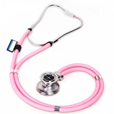 China Soft Steel Tube High Quality Double Diaphragm Head Stethoscope With Stethoscope Name Tag for sale