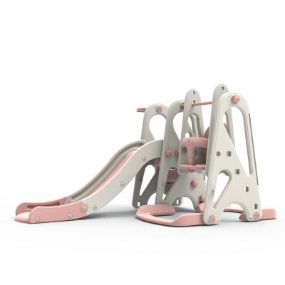 China ABST Multifunctional Baby Pink Indoor Plastic Kids Slide And Swing for sale