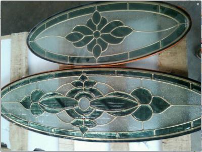 China Decorativ oval verde manchó el vidrio plomado 2000M M para Windows 5M M en venta