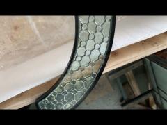 Crescent shaped decorative leaded glass all clear jewels glass with zinc came for doors