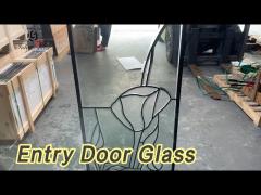 Leaded Entry Door Glass Clear Beveled Lily Style With Patina Caming