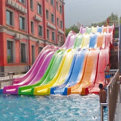 China 6 Lanes Fiberglass Rainbow Waterslide For Amusement Park Eco Friendly for sale