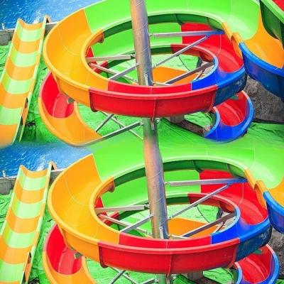 China Colorful Design Fiberglass Pool Spiral Slide LANCHAO-WS07 For Aqua Theme Park for sale