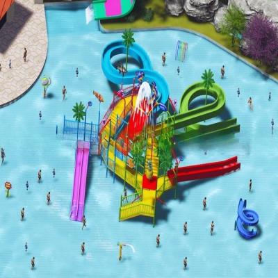 China Milieuvriendelijk waterpark Speelplaatsen Glasvezel met kinderglijbaan Te koop