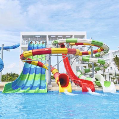 China Zwembad Glasvezel Kleurrijke waterpark glijbaan Voor volwassenen Te koop