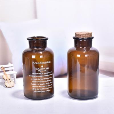 China Wholesale 50ml 100ml 250ml Custom Chemical Lab Wide Mouth Reagent Bottle Brown Smooth Exterior With Cork for sale