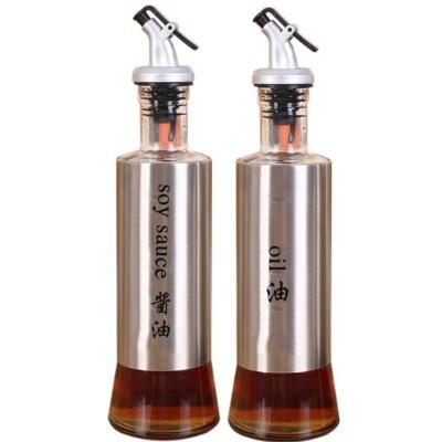 China Hot Selling 300ml Food Glass Cooking Oil and Vinegar Bottle Sauce Bottles Glass Storage Bottles for sale