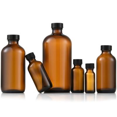 China Eco-friendly Recyclable 30ml 120ml 125ml 150ml 240ml 250ml 500ml 700ml 4oz 4oz 32oz Amber Clear Boston Round Glass Bottle for sale