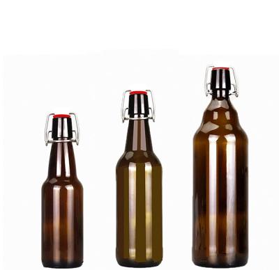 China Amber Beverage 16oz 500ml Shake Top End Swing Top Beer Glass Bottles for sale