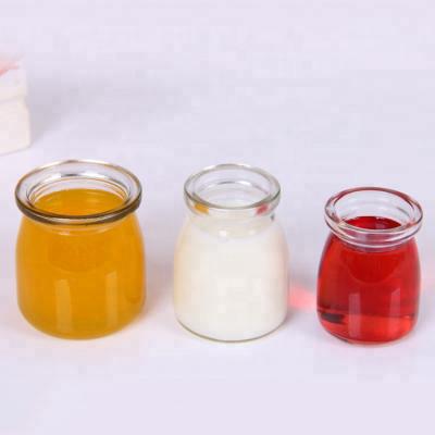 China Eco-friendly wholesale 100ml 150ml 200ml small mini pudding/jelly/yogurt glass jar with plastic cap for sale