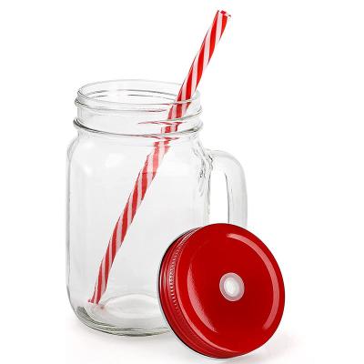 China Wholesale 16oz Mason Jar Glass Beverage With Lid And Metal Straw for sale