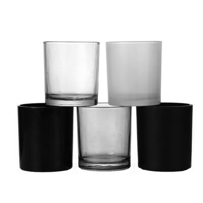 China 220ml candle home empty glass jar hot sale decoration candle matte black white glass container for sale for sale